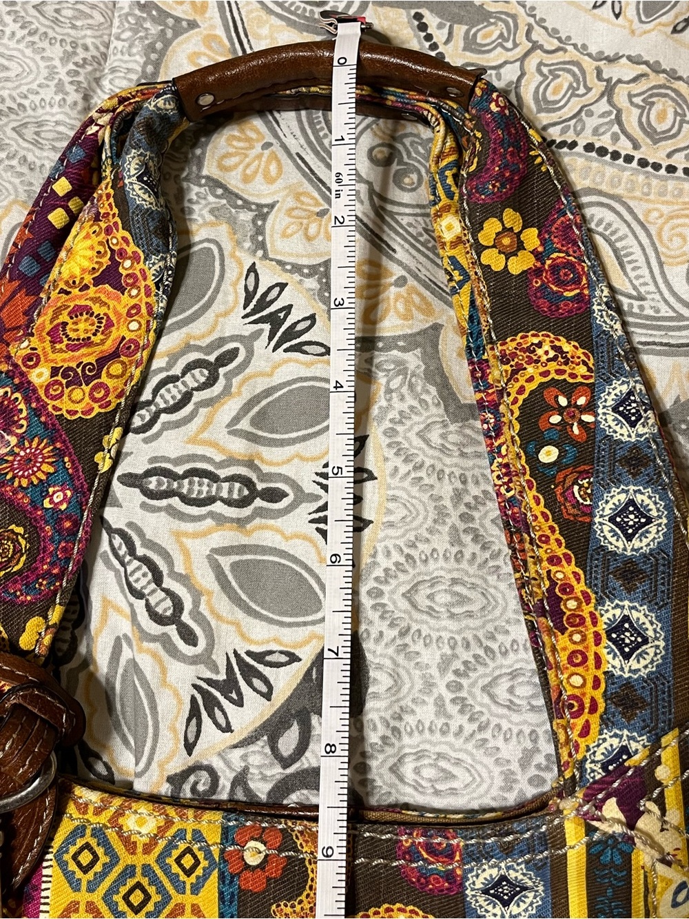 FOSSIL Long Live Vintage Paisley/Floral Canvas Shoulder Bag - Picture 15 of 16